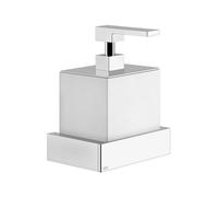 Gessi Rettangolo Accesorios Dispensador de jabón para montaje en pared, recipiente blanco, 20813735, Color: Bronce cálido PVD