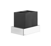 Gessi Rettangolo Accesorios Portavasos doble para montaje en pared, vaso negro, 20811079, Color: Blanco CN
