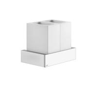 Gessi Rettangolo Accessoires Portavasos doble para montaje en pared, vaso blanco, 20810708, Color: PVD cepillado de cobre