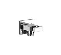 Gessi Rettangolo codo de conexión a la pared 1/2 con soporte para ducha de mano, intrínsecamente seguro, 20164149, Color: Óptica Finox