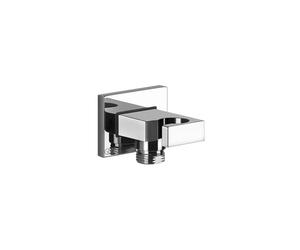 Gessi Rettangolo codo de conexión a la pared 1/2 con soporte para ducha de mano, intrínsecamente seguro, 20164149, Color: Óptica Finox