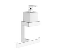 Gessi Rettangolo combinación de accesorios con dispensador de jabón blanco y toallero, de pared, 20879706, Color: PVD negro metálico