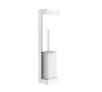 Gessi Rettangolo combinación de accesorios con portarrollos de papel y juego de escobillas de inodoro blanco, montaje en pared, 20867726, Color: Bronce cálido cepillado PVD