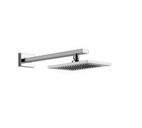 Gessi Rettangolo ducha mural anticalcárea 216x140 mm, con junta y soporte de pared, conexión 1/2, 20148707, Color: Metal negro cepillado PVD