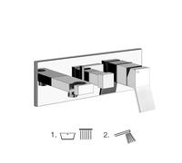 Gessi Rettangolo K, juego preparado para mezclador monomando de bañera, desviador de 2 vías, curva de conexión directa a la pared con soporte, 735, 53141030, Color: PVD de cobre