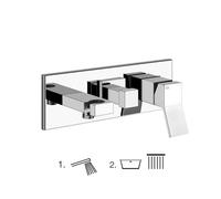 Gessi Rettangolo K, juego preparado para mezclador monomando de ducha, desviador de 2 vías, codo de conexión directa a la pared con soporte, 735, 53140030, Color: PVD de cobre