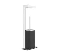 Gessi Rettangolo soporte de accesorios combinación de portarrollos de papel y juego de escobilla de baño, contenedor negro, 20934710, Color: PVD de latón