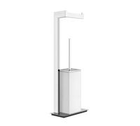 Gessi Rettangolo soporte de accesorios combinación de portarrollos de papel y juego de escobillas de inodoro, contenedor blanco, 20933727, Color: Latón cepillado PVD