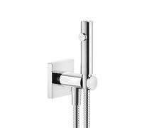 Gessi Rilievo, ducha manual con cierre higiénico, codo de conexión a la pared de 1/2 con soporte, sin seguridad intrínseca, 59153706, Color: PVD negro metálico