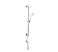 Gessi Rilievo, juego de barra de ducha, con teleducha anticalcárea de 1 chorro, manguera de ducha de 1,50 m y codo de conexión a la pared 1/2, 59242706, Color: PVD negro metálico