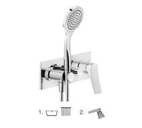 Gessi Rilievo, juego preparado para mezclador monomando de bañera, desviador de 2 vías, curva de conexión directa a la pared con soporte, 59141726, Color: Bronce cálido cepillado PVD