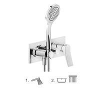 Gessi Rilievo, juego preparado para mezclador monomando de ducha, desviador de 2 vías, codo de conexión directa a la pared con soporte, 59140299, Color: Negro XL