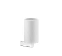 Gessi Rilievo, portavasos para montaje en pared, vaso blanco mate, vaso firmemente fijado, 59507735, Color: Bronce cálido PVD