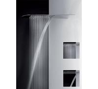 Gessi Tremillimetri, ducha mural 200, para montaje en pared con lluvia y cascada, anchura 195mm x centro de lluvia 400mm, 735, 33053279, Color: Blanco CN