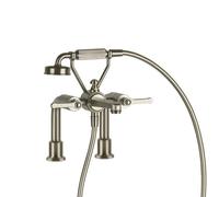 Gessi Venti20 Mezclador de bañera de 2 orificios, con flexo y teleducha, 2 vías, proyección 250mm, montaje en pared, 65115149, Color: Óptica Finox