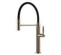 Gessi VENTI20 Semiprofessionale Finox Brushed Nickel - 60634#149 Grifo monocomando Fregadero | Ducha extraíble, estilo retro, acabado níquel cepillado