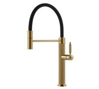 Gessi VENTI20 Semiprofessionale Gold Brushed PVD - 60634#716 Grifo monocomando Fregadero | Acabado dorado, diseño profesional, caño alto