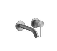 Gessi316 Cesello juego listo para instalar para mezclador monomando empotrado de lavabo, rosetas individuales D65 mm, caño hasta 200-170 mm, sin juego de desagüe, 54486707, Color: Metal negro cepillad