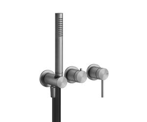 Gessi316 conjunto monomando para ducha o bañera para cuerpo oculto, cartucho desviador de 2 vías, rosetas individuales, 54039239, Color: Acero inoxidable cepillado mate