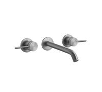 Gessi316 Intreccio juego de montaje de acabado para mezclador de lavabo bimando de pared, caño fijo, caño 200-180 mm, sin juego de desagüe, 54194239, Color: Acero inoxidable cepillado mate