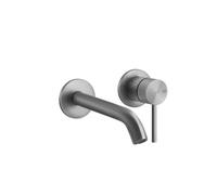 Gessi316 Intreccio juego de montaje de acabado para mezclador monomando oculto de lavabo, rosetas individuales D65 mm, caño 146-116 mm, 54183707, Color: Metal negro cepillado PVD