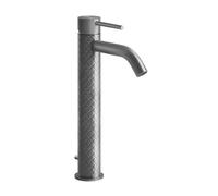 Gessi316 Intreccio mezclador monomando de lavabo versión superior con desagüe de 1 1/4, proyección de 122 mm, 54104239, Color: Acero inoxidable cepillado mate