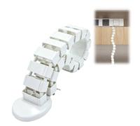 Gestión de cables cuadrada Cuba Slim Line Longitud, color blanco, gestión de cables para escritorios con fijación de abrazaderas, flexible cadena de cables, para escritorios fijos y ajustables en
