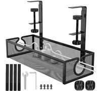 Gestión de cables debajo del escritorio: sin taladros, bandeja para gestión de cables, bandeja para cables con abrazadera para gestión de cables, escritorio para escritorio, espacio de almacenamiento