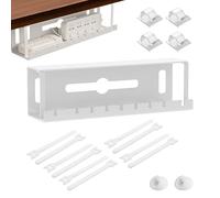 Gestión de cables para escritorio, bandeja de cables blanca y gestión de cables, organizador de cables para ocultar cables, gestión de cables bajo el escritorio sin taladrar, ideal para gestión de