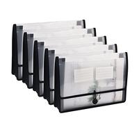 Gestor de archivos de carpetas extendidas con hilo elástico, transparente impermeable, expansión de 2,8 pulgadas, letra A4 para organización, paquete de 5