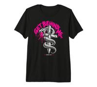 Get Behind Me Mark 8:33 Cita de Jesús Cruz de Serpiente Cristiana Camiseta Premium
