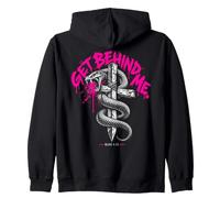 Get Behind Me Mark 8:33 Cita de Jesús Cruz de Serpiente Cristiana Sudadera con Capucha