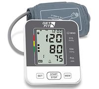 Get Fit Tensiómetro para Uso Doméstico - Tensiómetro Médico de Brazo - Pulsómetro - Memoria 2x99 - Brazalete Grande para Adultos - Esfigmomanómetro con Pantalla LCD - Gris - 22-42cm