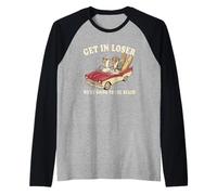 Get In Loser Vamos A La Playa Ganso Animal Divertido Camiseta Manga Raglan
