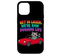 Get In Loser We're Raw Dogging Life Raccoon Design Carcasa para iPhone 12/12 Pro