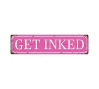 Get INKED TATTOO SHOP - Letrero de metal vintage para calle, bar, cafetería, garaje, cueva, hogar, habitación, baño, granja, jardín, porche, patio, 40,6 x 10,2 cm