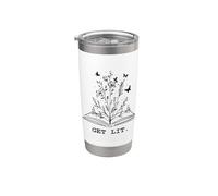 Get Lit Library Book Wildflowers Lovers Literature Teacher Vaso térmico de acero inoxidable de doble pared
