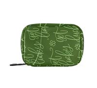 Get Lucky Text and Shamrock Green Pastillero de viaje para 7 días, pastillero pequeño semanal para vitaminas, organizador con cremallera