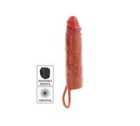 Get real - funda hydrated skin de silicona con vibraciÃ³n para pene caramelo 20 cm