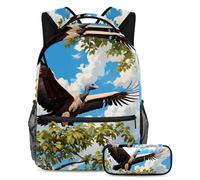 Get Set, Go - Juego de 2 mochilas escolares con estuche para lápices, la mejor opción para estudiantes ocupados, buitre lindo, multicolor, B:29.4x20x40cm P:19x7.5x3.8cm, Mochilas de día
