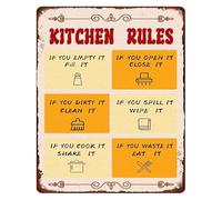 Get Things Done Humorous Kitchen Sign Chic Aluminum Tin Sign with Rules for Wall Decor Kitchen Dining Room 8 X 12 in