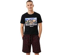 Get Trend Attack on Titan Pijama Hombre Verano Algodon, XS-XL, Camiseta Manga Cortas & Pantalones Cortos, Ropa de Dormir Cómodo, Regalo Hombre (L, Negro Attack on Titan)