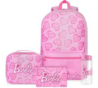 Get Trend Barbie Mochila Escolar Niña Set 4 Piezas, Mochila Infantil con Botella Agua 500 ml, Estuche Escolar y Bolsa Termica Porta Alimentos (Rosa Barbie)