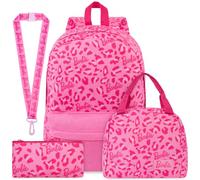Get Trend Barbie Mochila Escolar Set, 4 Piezas con Mochila Niña de Pana, Estuche Pequeño, Bolsa Isotermica Porta Alimentos y Lanyard, Regalo para Niñas (Rosa Barbie)