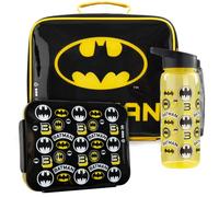 Get Trend Batman Bolsa Termica Infantil Set, 3 Piezas Lunch Bag Aislante 5L, Botella Agua 640ml Bento Box 2L con Compartimentos, Sin BPA para Escuela Picnic, Fiambrera Infantil (Negro/Amarillo Batman)