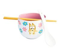 Get Trend Bluey Bol Ramen 600ml con Palillos y Cuchara, Juego 3 Piezas Cuencos Ceramica Japonés para Sopa Fideos Noodles, Vajilla Hogar y Cocina (Multi Bluey)