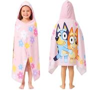 Get Trend Bluey Poncho Toalla Niña con Capucha 2-6 Años, 100% Algodón Toalla de Baño Infantil, Piscina Playa Poncho de Natación con Capucha, Idea de Regalo para Niña (Rosa Bluey)