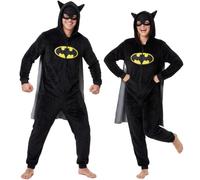 Get Trend DC Batman | Marvel Thor Disfraz Halloween Hombre Adulto con Capa | Pijama Cuerpo Entero con Capucha y 2 Bolsillos, Polar Grueso para Carnaval o Fiestas, M-XXL, Regalo para Hombre