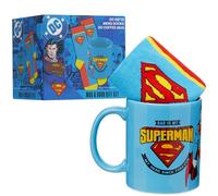 Get Trend DC Comics Superman Taza Ceramica & Calcetines Mujer Hombre, EU 40-45, Taza Cafe Te 315ml Calcetines Divertidos, Set Regalo Adultos (Azul/Rojo Superman)