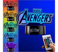 Get Trend Disney Avengers LED Lampara Noche, Alimentado por USB y Batería Lamparas de Mesa y Cabecera con 16 Colores, 4 Modos con Brillo Ajustable (Multi Avengers)